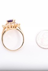 Amethyst and Diamond Ring Yellow Gold 14k