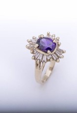 Amethyst and Diamond Ring Yellow Gold 14k