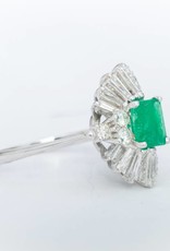 Emerald and Diamond Ring White Gold 14k