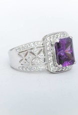 Amethyst and Diamond Ring Yellow Gold 14k