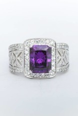 Amethyst and Diamond Ring Yellow Gold 14k