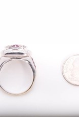Pink Sapphire And Diamond Cross Ring White Gold 14k