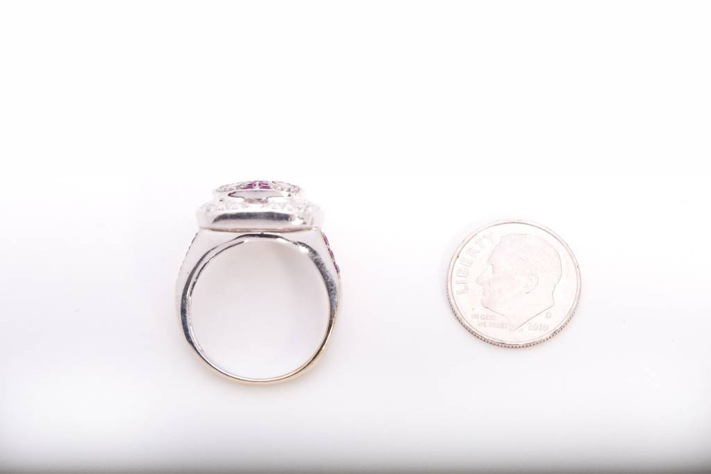 Pink Sapphire And Diamond Cross Ring White Gold 14k