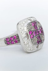 Pink Sapphire And Diamond Cross Ring White Gold 14k