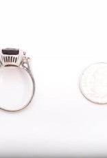 Red Garnet and Diamond Ring White Gold 14k