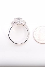 Diamond Framed Blue Sapphire Ring White Gold 14k