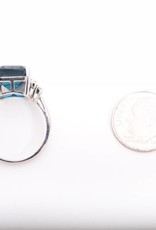 Radiant Cut Aquamarine and Diamond Ring White Gold 14k