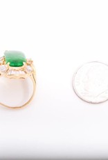 Jade and Diamond Ring Yellow Gold 14k