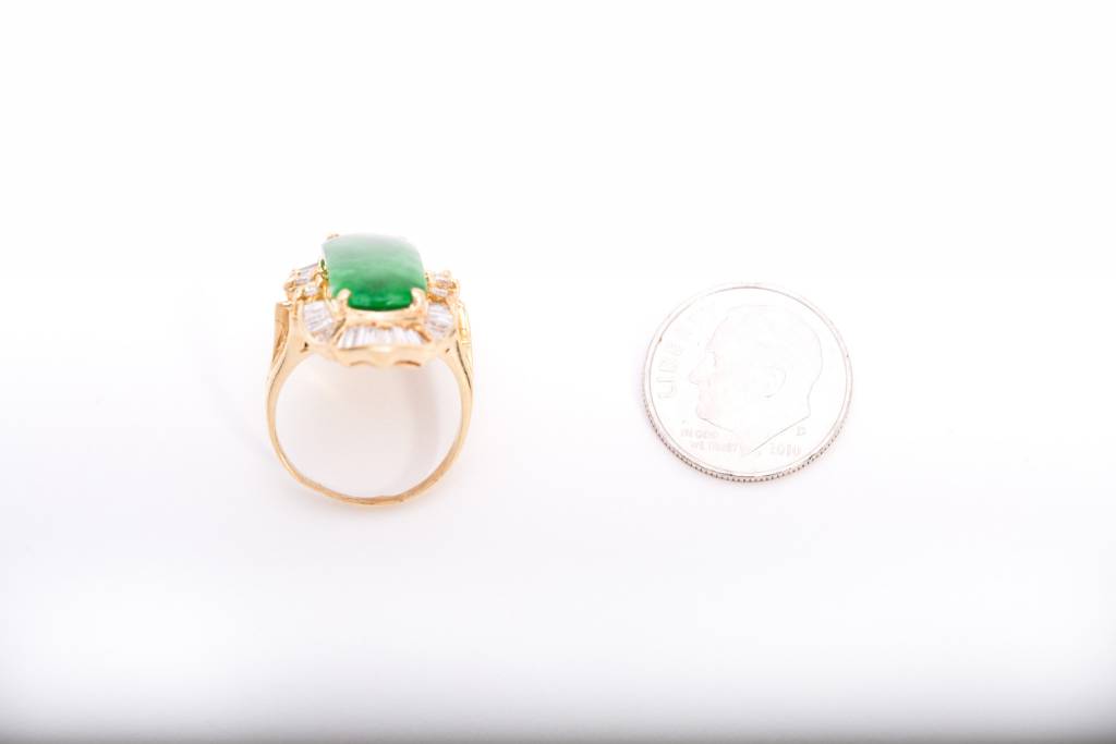 Jade and Diamond Ring Yellow Gold 14k