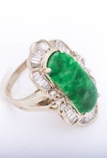 Jade and Diamond Ring Yellow Gold 14k