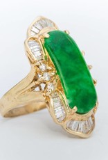Jade and Diamond Ring Yellow Gold 14k