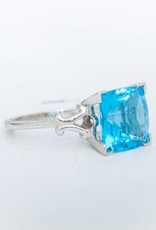 Cushion Cut Aquamarine Ring White Gold 14k