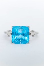 Cushion Cut Aquamarine Ring White Gold 14k