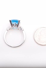 Cushion Cut Aquamarine Ring White Gold 14k