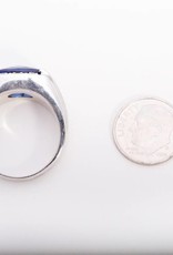 Diamond Framed Blue Sapphire Ring White Gold 14k