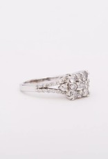 9 Stone Square Cluster White Gold Ring 14k