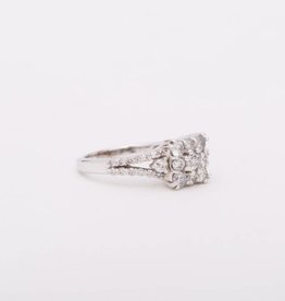 9 Stone Square Cluster White Gold Ring 14k