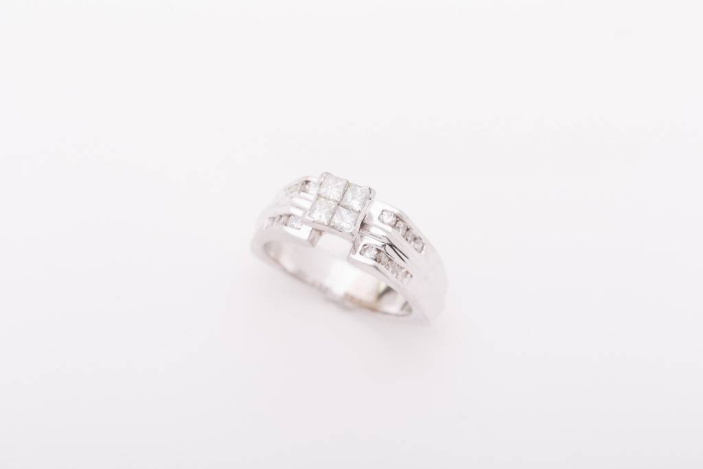 Quad Princess Cut Diamond Ring White Gold 14k