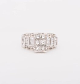 6 Stone Princess Cut Rectangle Diamond Ring 14k