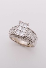6 Stone Princess Cut Rectangle Diamond Ring 14k