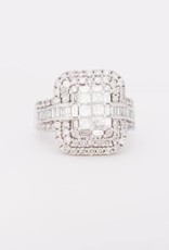 Princess Cut 6 Stone Diamond Rectangle Triple Frame Ring White Gold 14k