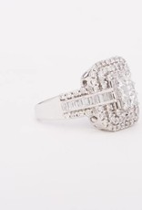Princess Cut 6 Stone Diamond Rectangle Triple Frame Ring White Gold 14k