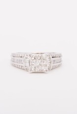 Princess Cut 9 Stone Square White Gold Ring 14k