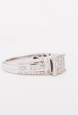 Princess Cut 9 Stone Square White Gold Ring 14k