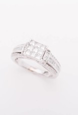Princess Cut 9 Stone Square White Gold Ring 14k