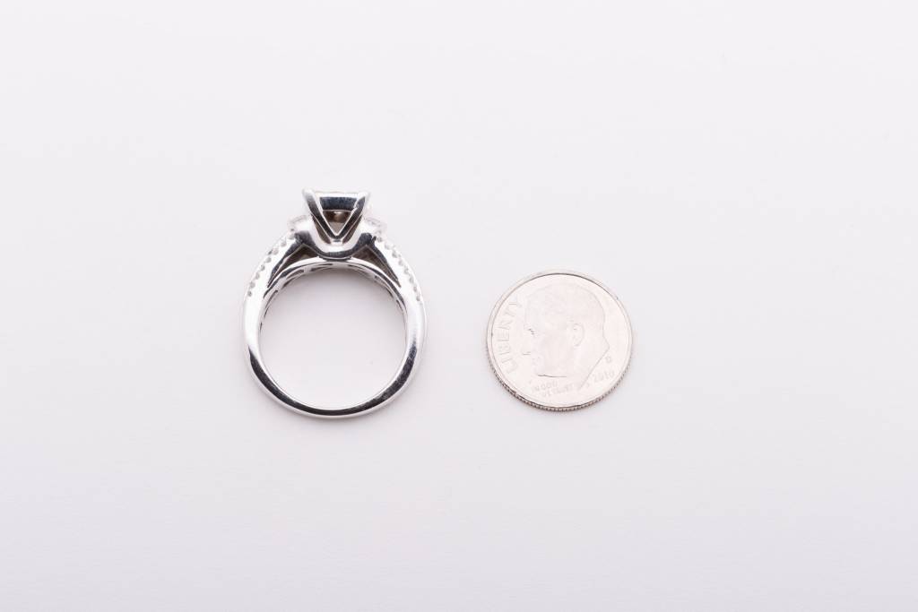 Princess Cut 9 Stone Square White Gold Ring 14k