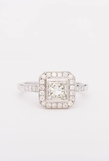 Framed Princess Cut Diamond Ring White Gold 14k
