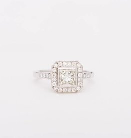 Framed Princess Cut Diamond Ring White Gold 14k