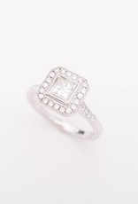 Framed Princess Cut Diamond Ring White Gold 14k