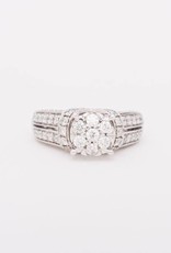 Flower Cluster Engagement Ring White Gold 14k