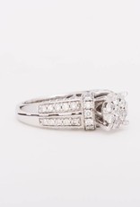 Flower Cluster Engagement Ring White Gold 14k