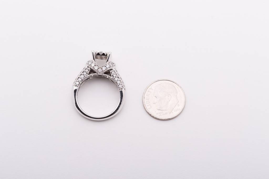 Flower Cluster Engagement Ring White Gold 14k
