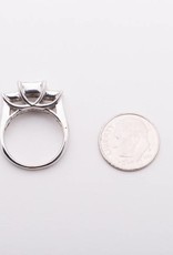Princes Cut Quad Diamond 3 Stone Ring White Gold 14k