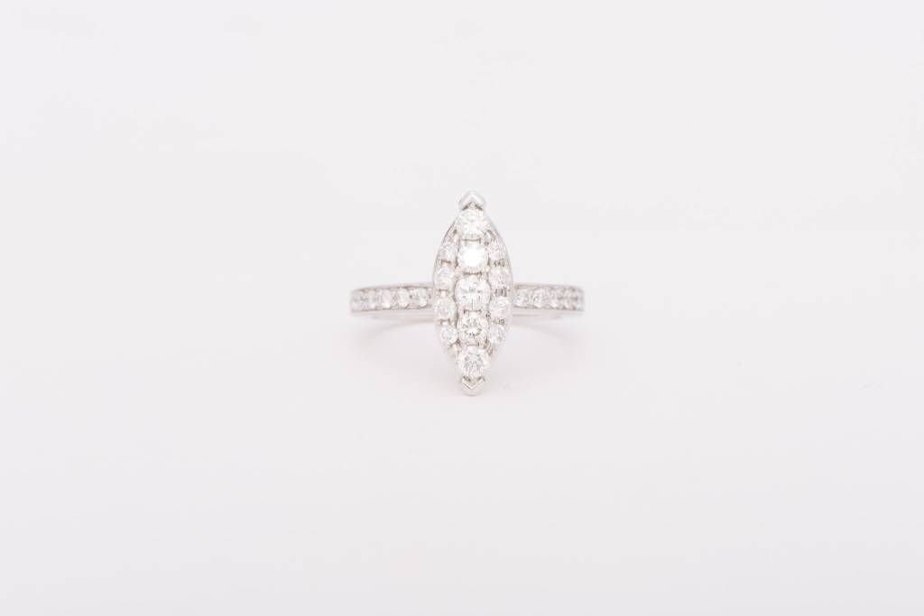 Marquise Shape Cluster Diamond White Gold 14k