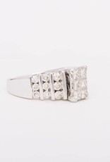 6 Stone Princess Cut Rectangle with 6 Diamond Bar Frame White gold 14k