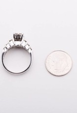 6 Stone Princess Cut Rectangle with 6 Diamond Bar Frame White gold 14k
