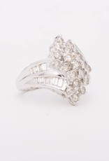Wave Cluster Diamond Ring White Gold 14k