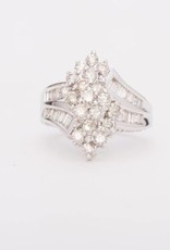 Wave Cluster Diamond Ring White Gold 14k