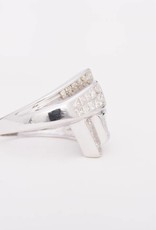 Framed Princess Cut Diamond Bypass Ring White Gold 14k