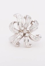 Diamond Flower Ring White Gold 14k