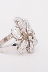 Diamond Flower Ring White Gold 14k