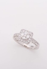 Framed Round Cluster Diamonds White Gold 14k