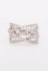 Princess Cut Diamond Weave Ring White Gold 14k
