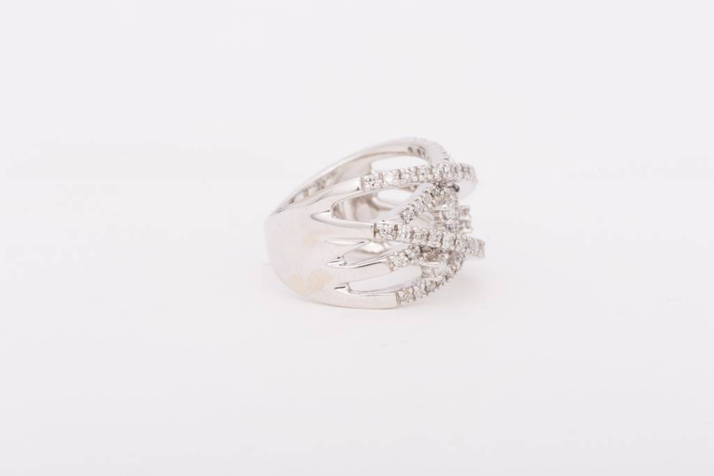 Princess Cut Diamond Weave Ring White Gold 14k