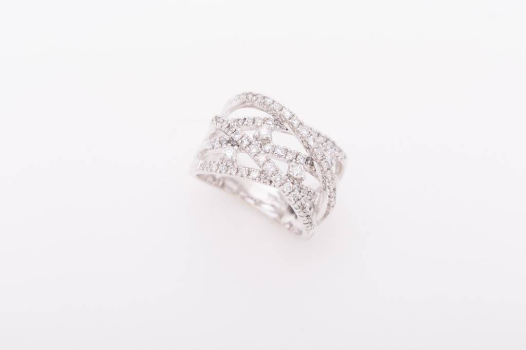 Princess Cut Diamond Weave Ring White Gold 14k