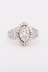 Framed Marquise Shape Cluster Diamond Ring White Gold 14k